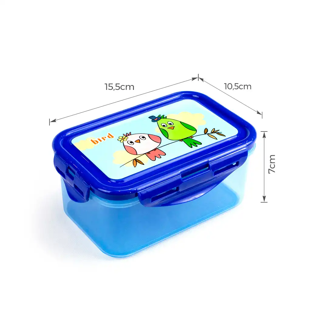 POTE LANCHERINHA INFANTIL RETÂNGULO COM TRAVA – 5 CORES SORTIDAS
