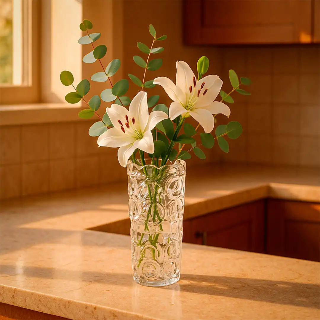 VASO DE VIDRO DECORATIVO COM TEXTURA DE GALHOS – 19,5CM ALTURA