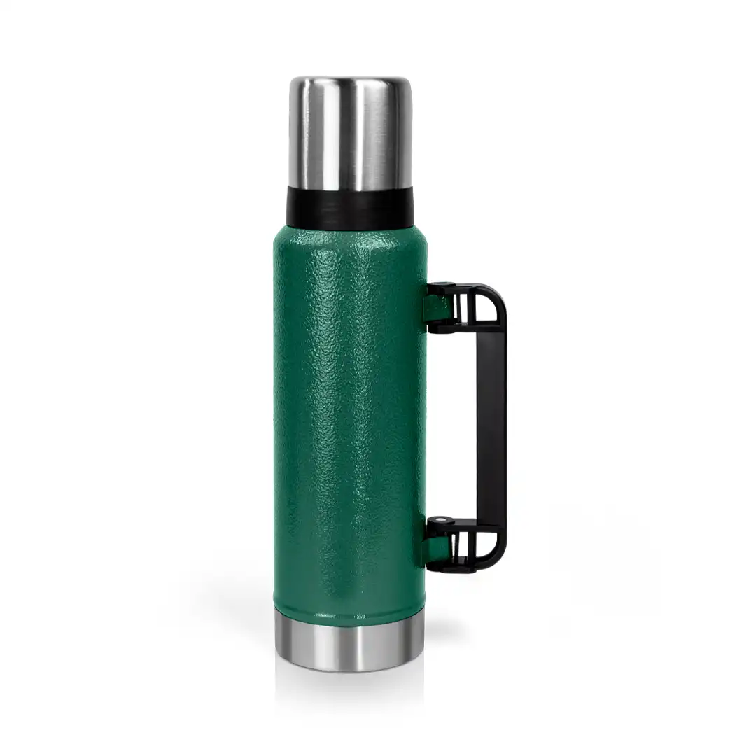 GARRAFA TÉRMICA EM PLÁSTICO VERDE 1,2L COM ALÇA