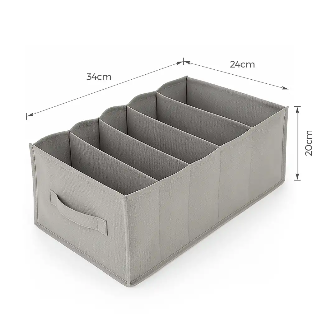 ORGANIZADOR MULTIUSO COM 5 DIVISÓRIAS E ALÇAS LATERAIS DOBRÁVEL – CINZA