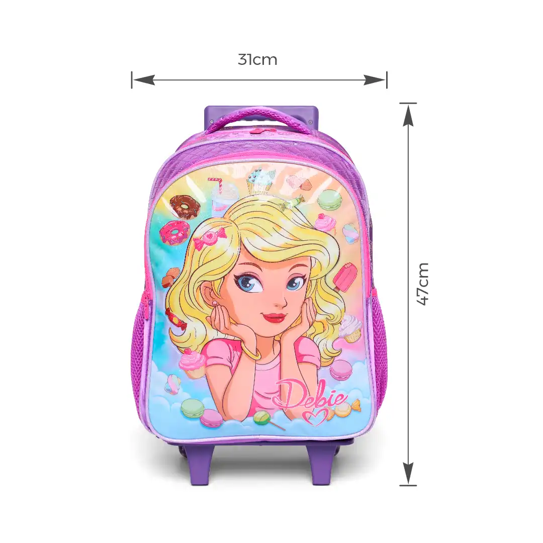 MOCHILA INFANTIL COM RODINHAS 47CM X 31CM ROXO