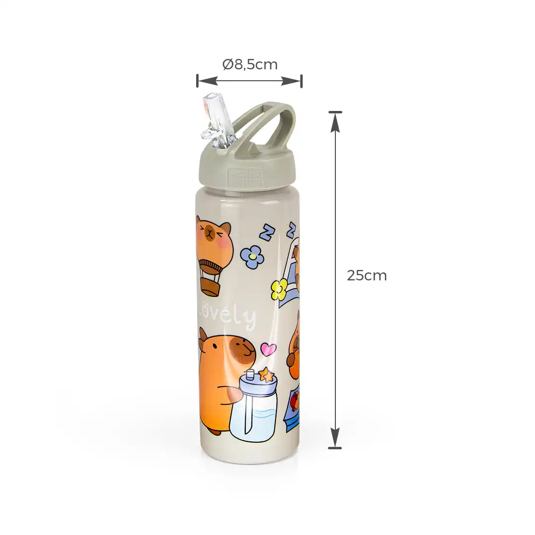 GARRAFA INFANTIL PLÁSTICA CAPIVARA 700ML CINZA 