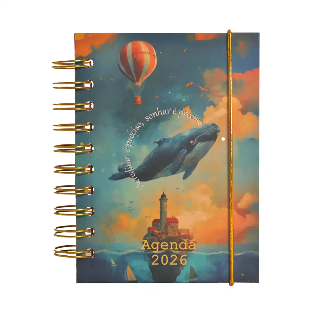 AGENDA ESPIRAL 2026 COM CAPA DURA E ELÁSTICO 11X15CM – SORTIDAS