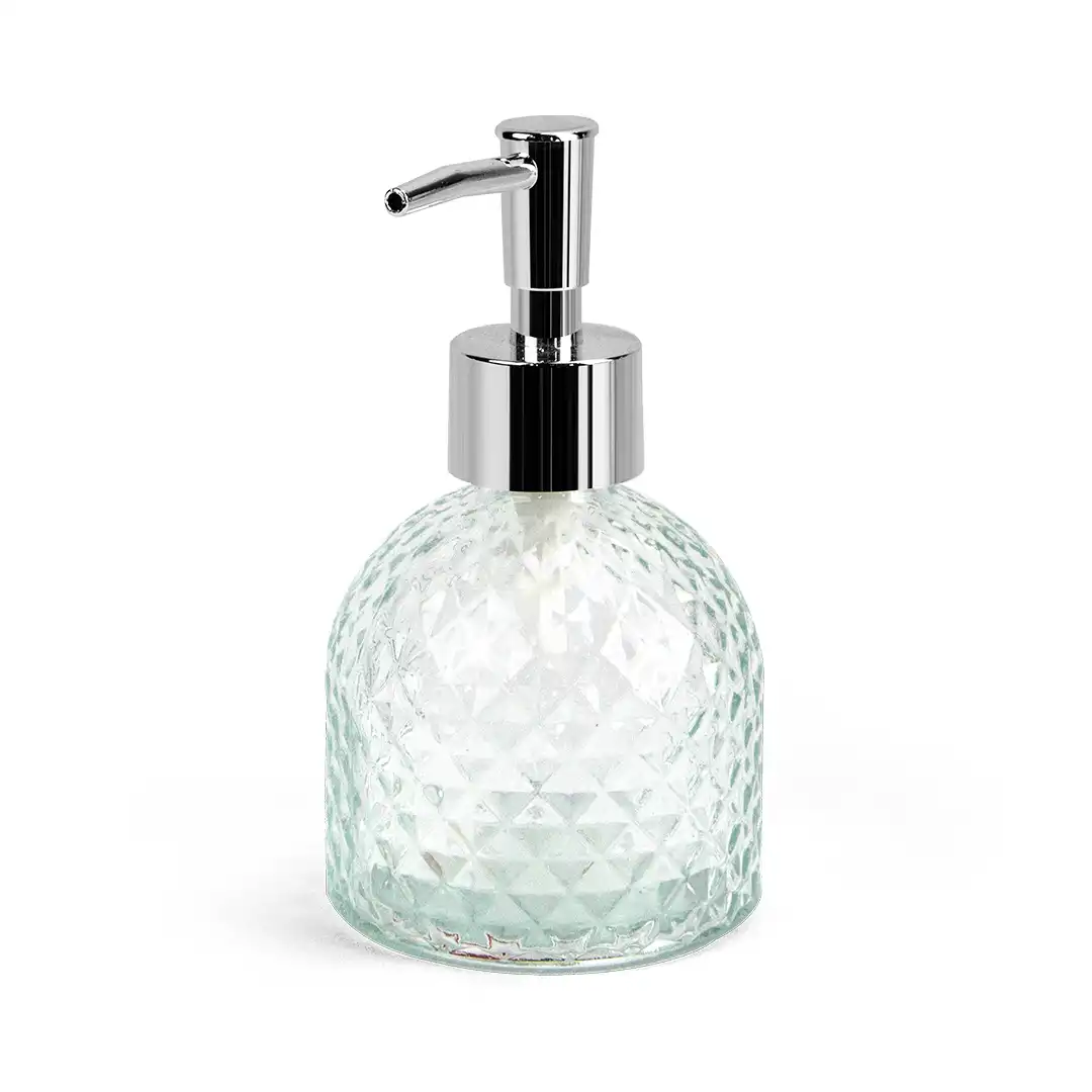DISPENSER DE SABONETE LÍQUIDO EM VIDRO COM BICO PUMP METÁLICO